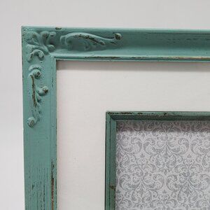 Vintage Style Double Mat Picture Frame Distressed Green Ornate Aaron Brothers